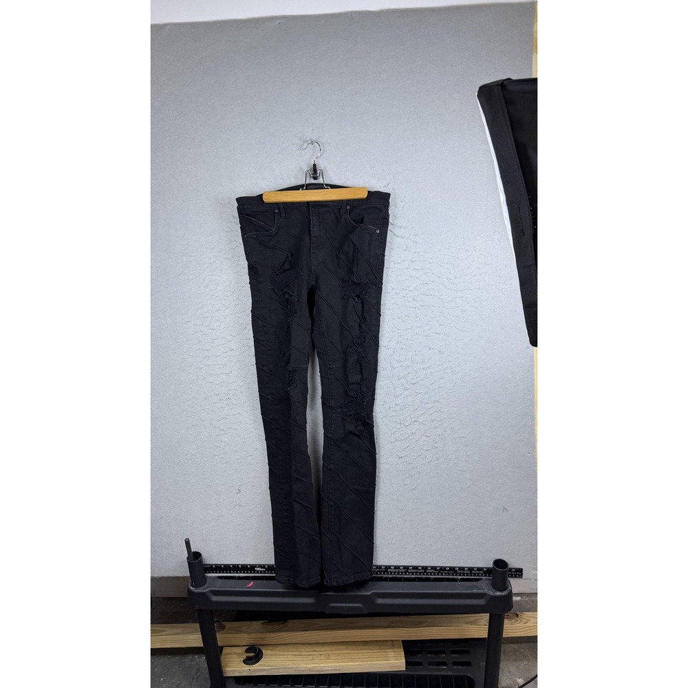 RTA‎ Jeans Mens 32x31 Black Skinny Distressed Stretch Denim Made USA MF22D280